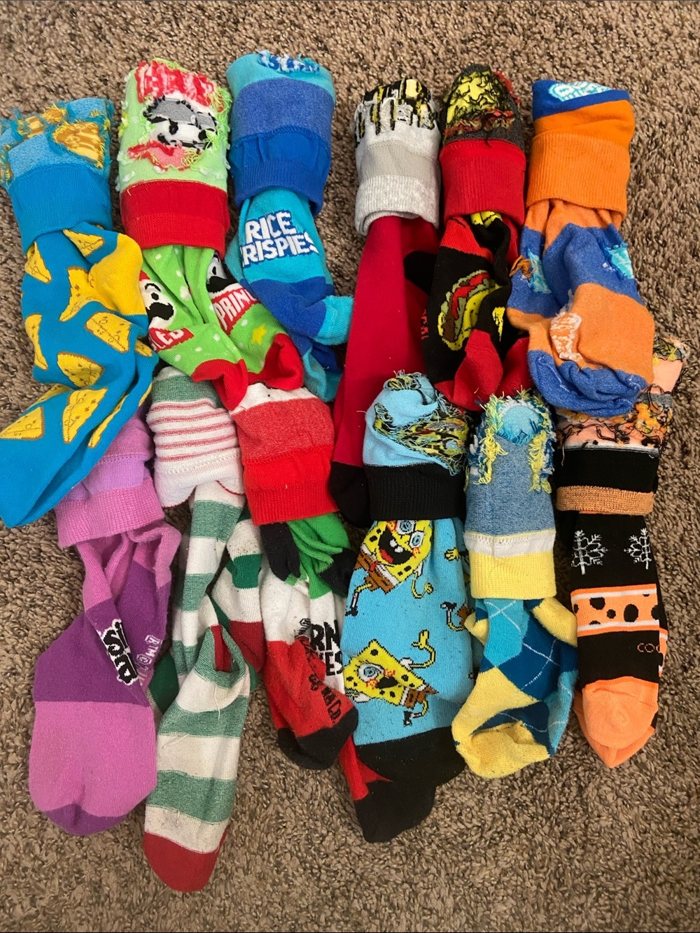 Mixed Novelty Cartoon & Pattern Crew Socks - Colorful Assorted Set